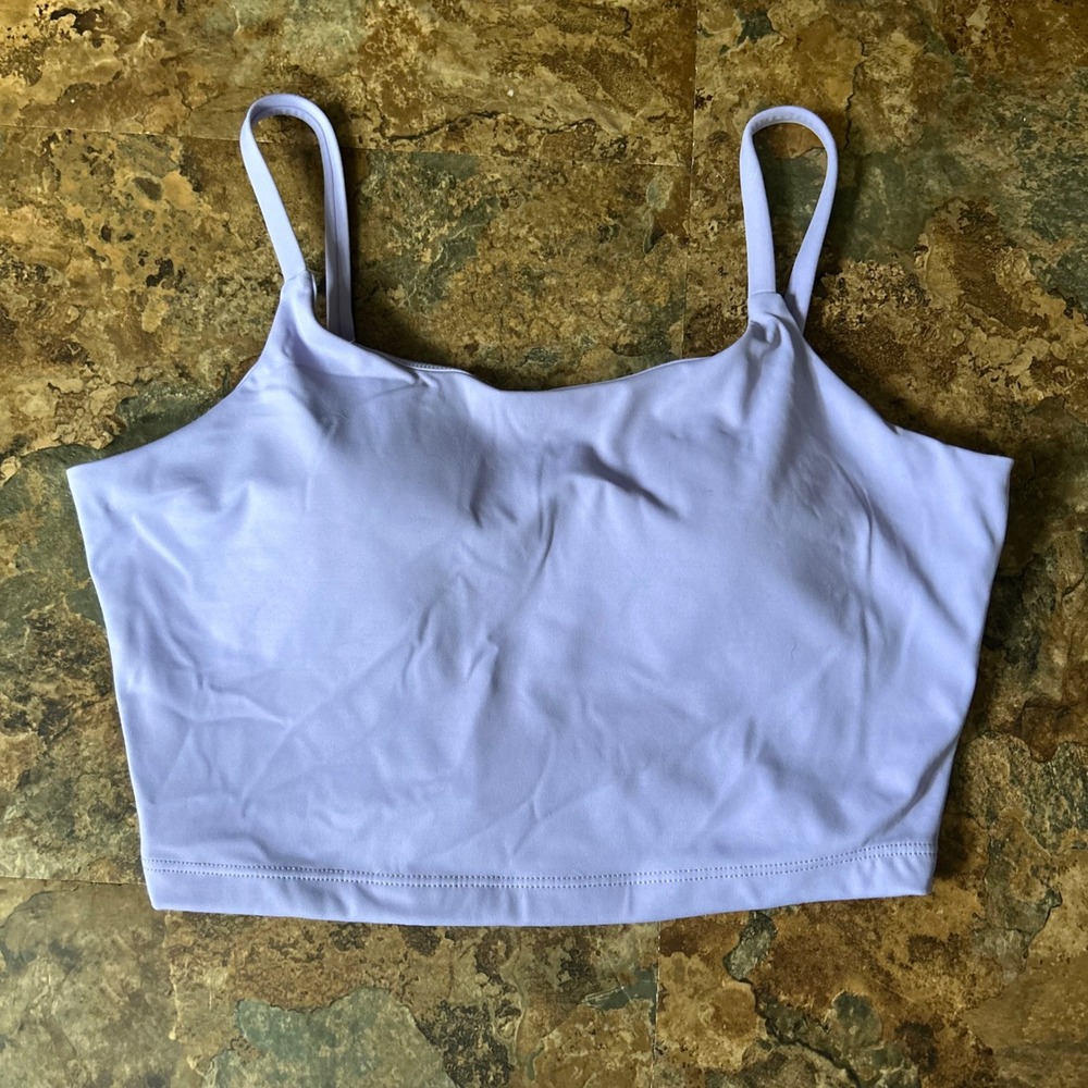 Dazy Lightly Lined Wireless Crop Sports Bra Womens Size Medium Purple Wirefree